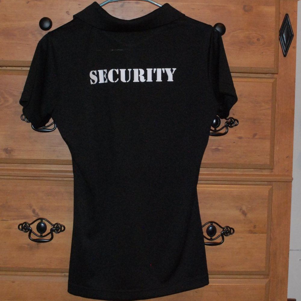 Womens Black SECURITY Polo Shirt XS